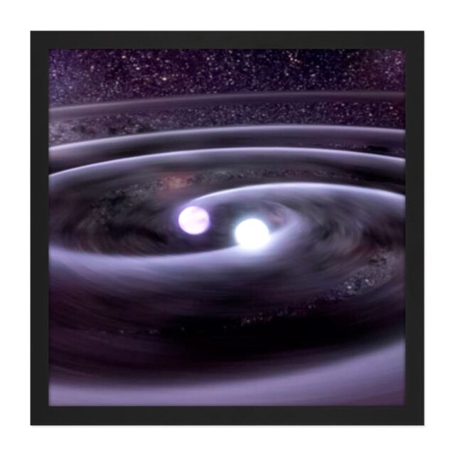 "Artery8 Wall Art Print Space NASA Binary Star System Concept Square Framed Picture 16X16 Inch in Black - Size: W16"" x H16""" - image 1