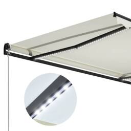 Berkfield Home Manual Retractable Awning with LED 300x250 cm Cream in Beige - thumbnail 5