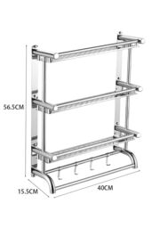Living and Home 3 Tiers Stainless Steel Bathroom Shelf Wall Mounted Storage Toilet Shelf in Silver - thumbnail 3
