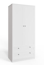 FWStyle White 2 Door 2 Drawer Panelled Wardrobe (H) 180 (W) 80 (D) 50cm - thumbnail 2