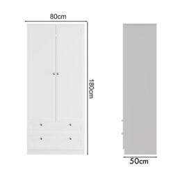 FWStyle White 2 Door 2 Drawer Panelled Wardrobe (H) 180 (W) 80 (D) 50cm - thumbnail 5
