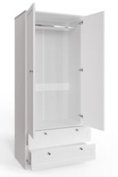 FWStyle White 2 Door 2 Drawer Panelled Wardrobe (H) 180 (W) 80 (D) 50cm - thumbnail 3