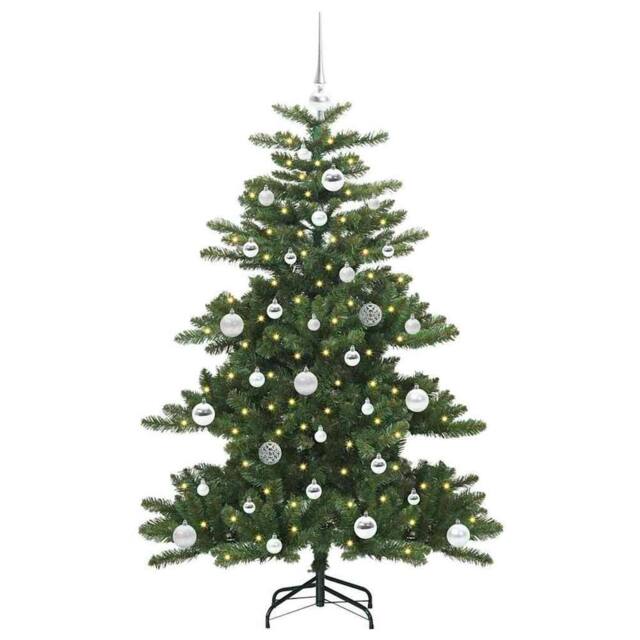 Berkfield Home Elegant Artificial Hinged Christmas Tree with 150 LEDs 150 cm PVC in Green - image 1