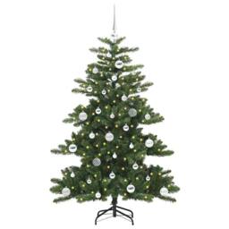 Berkfield Home Elegant Artificial Hinged Christmas Tree with 150 LEDs 150 cm PVC in Green - thumbnail 1