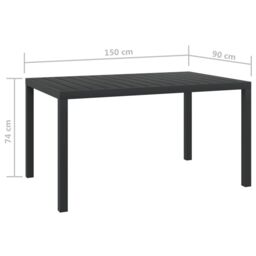 Berkfield Home Garden Table Black 150x90x74 cm Aluminium & WPC - Size: 150 x 90 x 74 cm - thumbnail 5