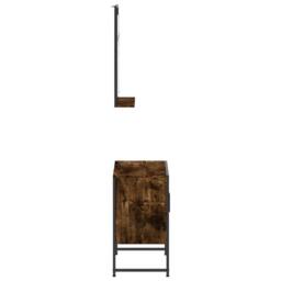 Berkfield Home 2 Piece Bathroom Cabinet Set Smoked Oak Engineered Wood in Brown - thumbnail 7