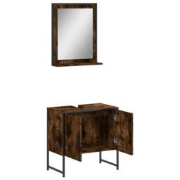 Berkfield Home 2 Piece Bathroom Cabinet Set Smoked Oak Engineered Wood in Brown - thumbnail 5