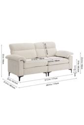 Living and Home 2-Seater Chenille Upholstered Sofa in Off-White - thumbnail 3