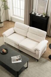 Living and Home 2-Seater Chenille Upholstered Sofa in Off-White - thumbnail 2