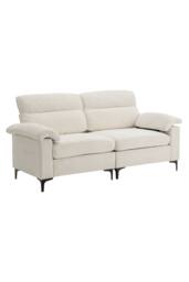 Living and Home 2-Seater Chenille Upholstered Sofa in Off-White - thumbnail 5