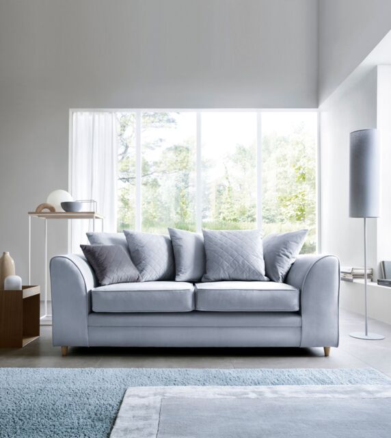 Abakus Direct Chicago Spill-Proof Velvet 3 Seater Sofa in Light Blue - image 1