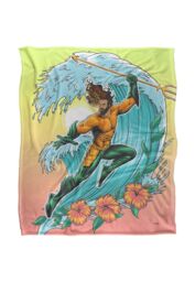 "Aquaman and The Lost Kingdom Blanket, 50""x60"" Waves Silky Touch Super Soft Throw Blanket in White" - thumbnail 1