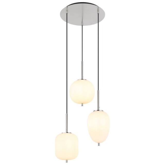 Netlighting Blacky I Cluster Pendant Nickel Matt Opal Glass Shade 3x E14 in Grey - image 1