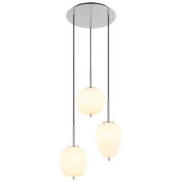Netlighting Blacky I Cluster Pendant Nickel Matt Opal Glass Shade 3x E14 in Grey - thumbnail 1