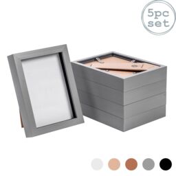 "Nicola Spring 3D Box Photo Frames - 5 x 7"" - Pack of 5 in Grey"