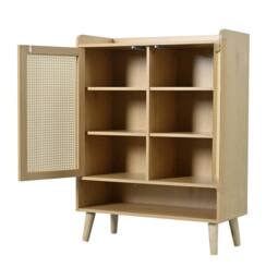 STILVORA 5-Tier Shoe Cabinet with Rattan Doors in Oak in Light Oak - thumbnail 4