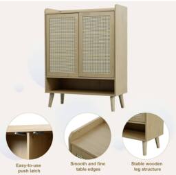 STILVORA 5-Tier Shoe Cabinet with Rattan Doors in Oak in Light Oak - thumbnail 8