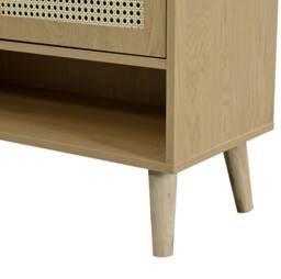 STILVORA 5-Tier Shoe Cabinet with Rattan Doors in Oak in Light Oak - thumbnail 9