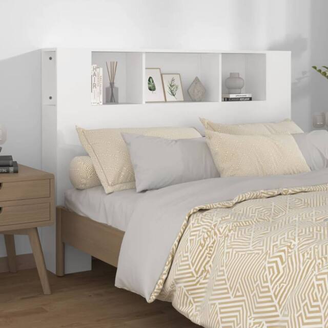 Berkfield Home Headboard Cabinet White 140x18.5x104.5 cm - image 1