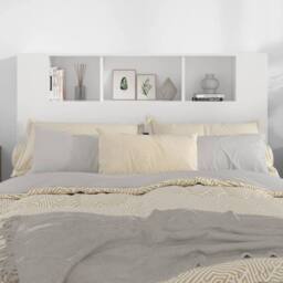 Berkfield Home Headboard Cabinet White 140x18.5x104.5 cm - thumbnail 5