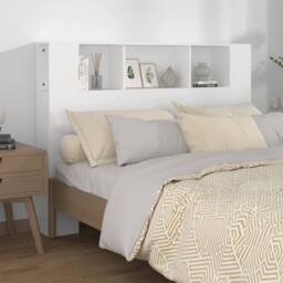 Berkfield Home Headboard Cabinet White 140x18.5x104.5 cm - thumbnail 1