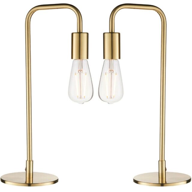 Loops 2 PACK Modern Hangman Table Lamp Brass Industrial Arm Bedside Desk Light Base in Metallics - image 1