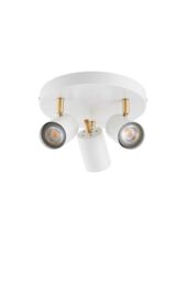 Netlighting Gull 3 Light Spotlight Matt White Paint Satin Brushed Gold GU10 - thumbnail 5