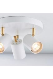 Netlighting Gull 3 Light Spotlight Matt White Paint Satin Brushed Gold GU10 - thumbnail 3