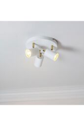 Netlighting Gull 3 Light Spotlight Matt White Paint Satin Brushed Gold GU10 - thumbnail 2
