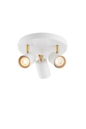Netlighting Gull 3 Light Spotlight Matt White Paint Satin Brushed Gold GU10