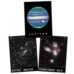 Artery8 Wall Art Print Pack of 3 NASA James Webb Jupiter Deep Field Stephan's Quintet Pack of 3 Large Poster Set - thumbnail 1