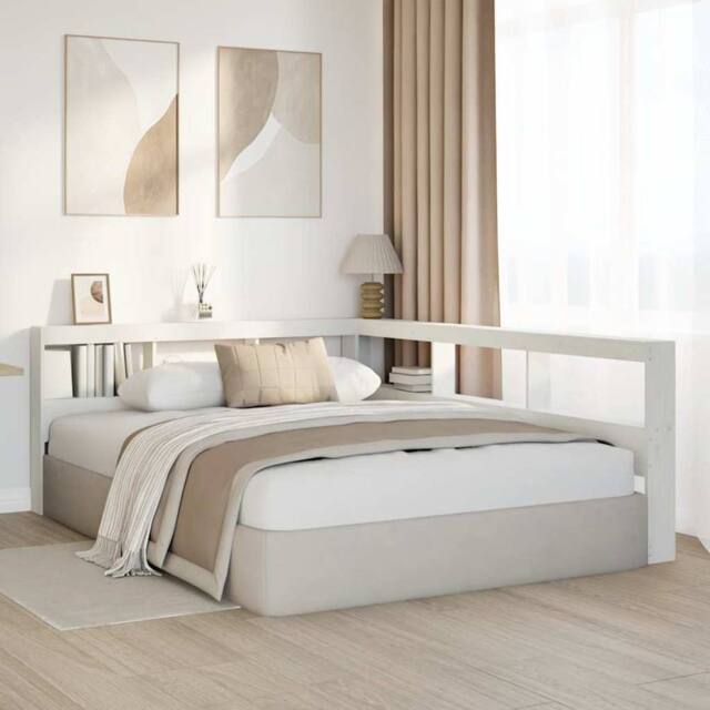 Berkfield Home Decorative Bookcase Headboard L-Shaped White 160 cm Solid Wood Pine - image 1