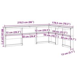 Berkfield Home Decorative Bookcase Headboard L-Shaped White 160 cm Solid Wood Pine - thumbnail 9