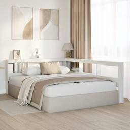 Berkfield Home Decorative Bookcase Headboard L-Shaped White 160 cm Solid Wood Pine - thumbnail 1