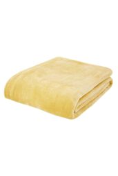 Catherine Lansfield 'Raschel Velvet Touch' Blanket Throw in Yellow - Size: 130 cm x 170 cm - thumbnail 2