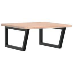 Berkfield Home Basin Shelf Wall Mounted Steel & Solid Wood Oak in Light Oak - thumbnail 1