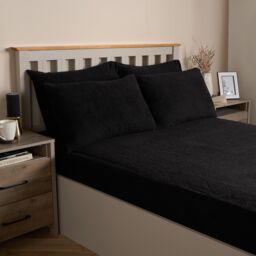 OHS 2 Pack Thermal Teddy Fleece Pillowcase Cover in Black - Size: Standard Pillow Case - thumbnail 3