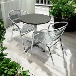 NESTLUNE Garden Bistro Set - 2 Aluminium Chairs & 1 Round in Silver - Size: 100 cm x 15 cm - thumbnail 2