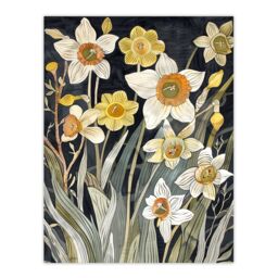 "Artery8 Dark Daffodils in Bloom Artwork Spring Floral Wall Art Print in Yellow - Size: W24"" x H32""" - thumbnail 1