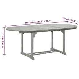 Berkfield Home Garden Table Grey 200x100x75 cm Solid Acacia Wood - Size: 200 x 100 x 75 cm - thumbnail 7