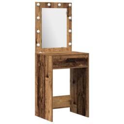 Berkfield Home 2 Piece Dressing Table Set with LED Old Wood Engineered Wood in Brown - thumbnail 4
