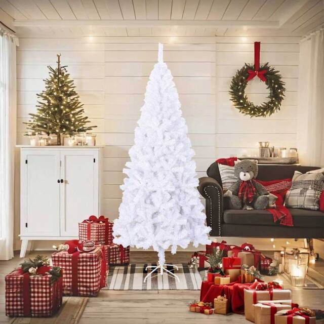 Berkfield Home Artificial Christmas Tree with Stand 180 cm 620 Branches in White - image 1