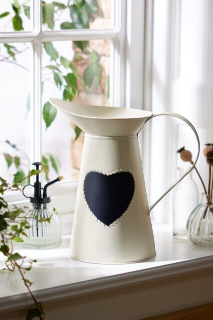 Dibor Luxury Extra Large Vintage Cream Heart Jug Flower Vase in White - image 1