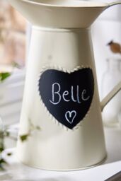 Dibor Luxury Extra Large Vintage Cream Heart Jug Flower Vase in White - thumbnail 2