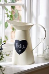 Dibor Luxury Extra Large Vintage Cream Heart Jug Flower Vase in White - thumbnail 4