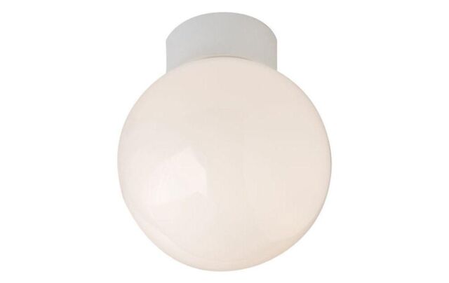Happy Homewares Traditional Metal & Opal Glass Globe IP44 Bathroom Ceiling Light Fitting in White