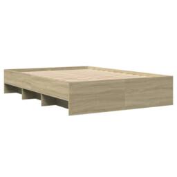 Berkfield Home Bed Frame without Mattress Sonoma Oak 120x200 cm Engineered Wood in Light Brown - Size: Small Double - thumbnail 7