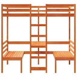 Berkfield Home Loft Bed Frame with Desk & Chairs Wax Brown 80x200cm Solid Wood Pine - Size: 80x200 cm - thumbnail 5
