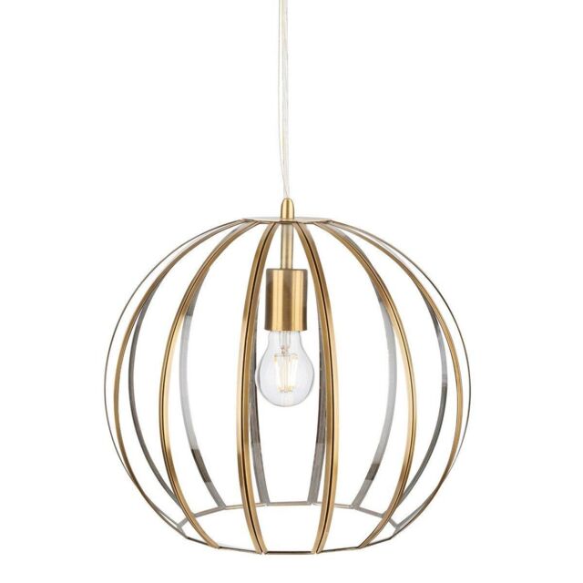 Netlighting Lincoln Pendant Light Antique Brass with Clear Glass in Gold