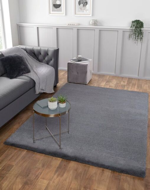 The Linen Consultancy TLC 5 Star Hotel Concept Tipped Luxury Faux Fur Grey Rug - Size: 80 cm x 150 cm - image 1